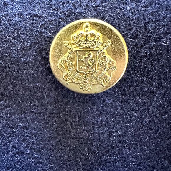 J. Crew Majesty Stadium Wool Peacoat Nello Gori Gold Button Navy Blue NWT P6 - Picture 3 of 8